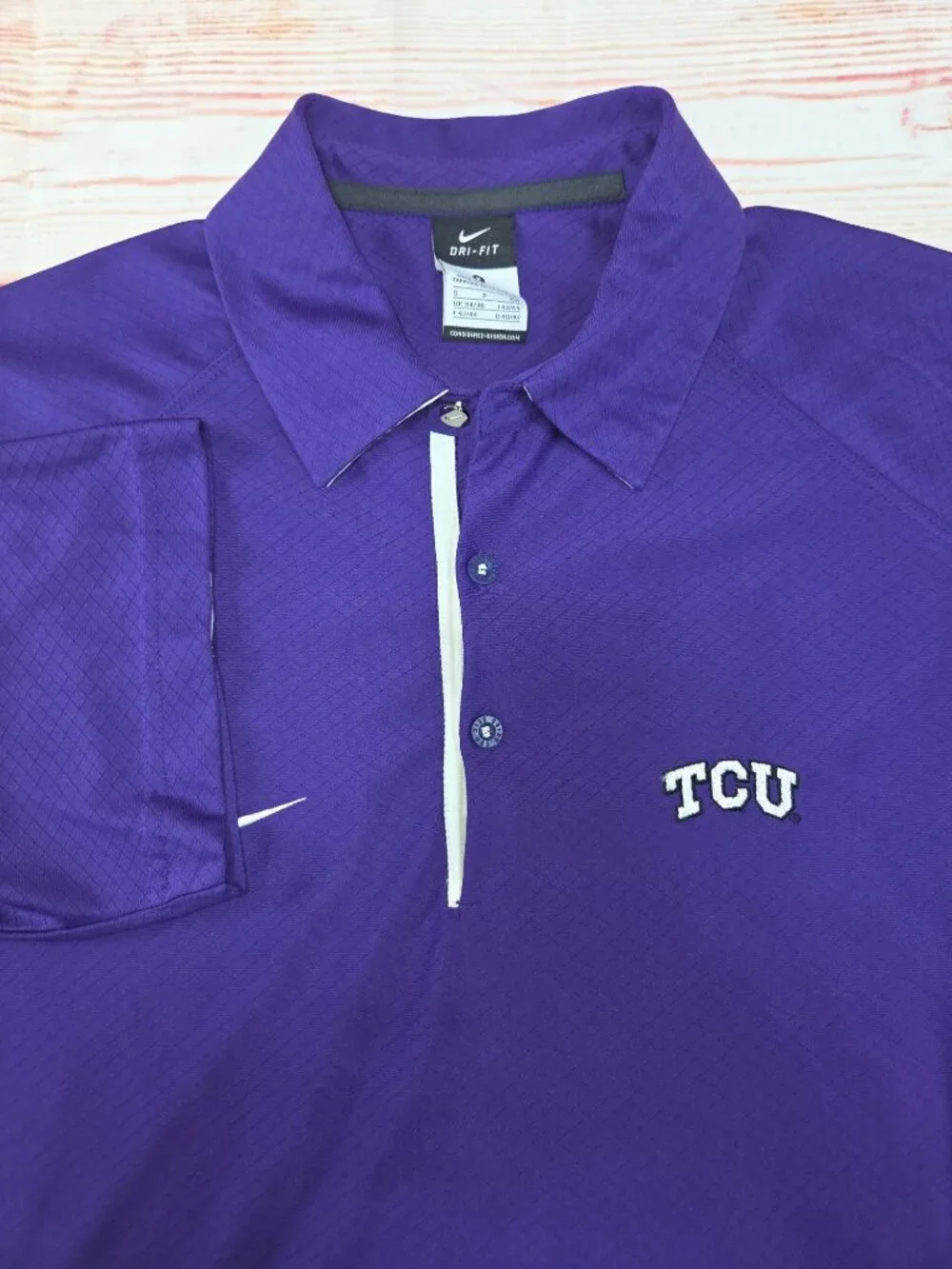 Nike TCU Horned Frogs Purple Dri-Fit Polo Shirt Size Small